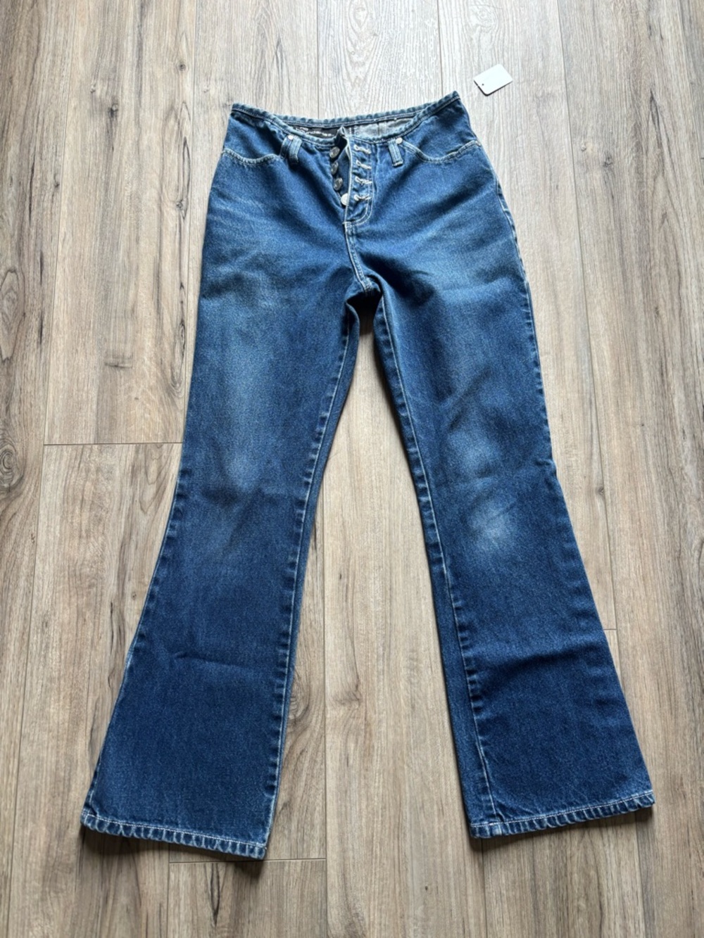 No Boundaries Vintage Dark Blue Flared Button-Fly Denim Jeans